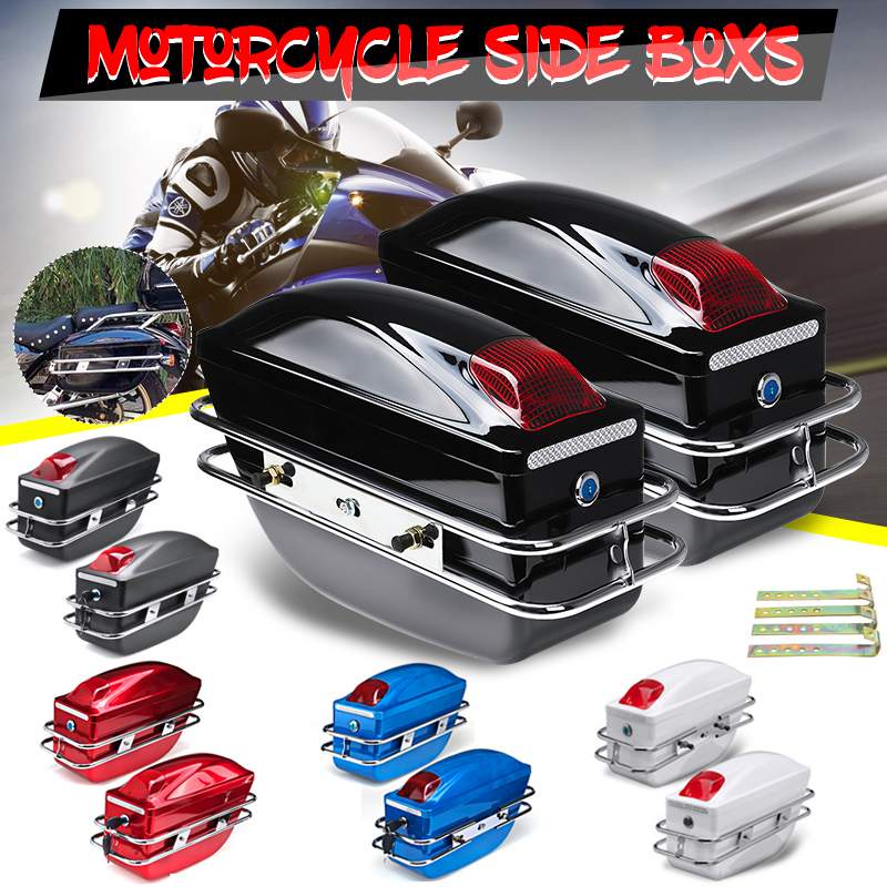 Motorcycle Side Tool Box Wtaillight Luggage Tank Tail Tool Bag Hard Case Saddle Bags Side Trunk 6497