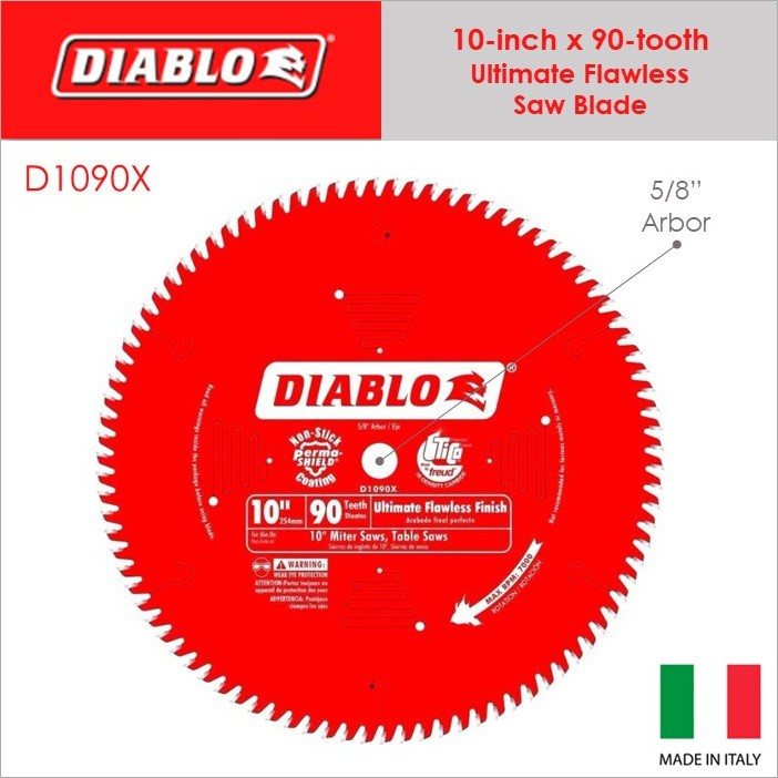 Diablo 10 In X 90 Tooth Ultimate Flawless Finish Saw Blade D1090x