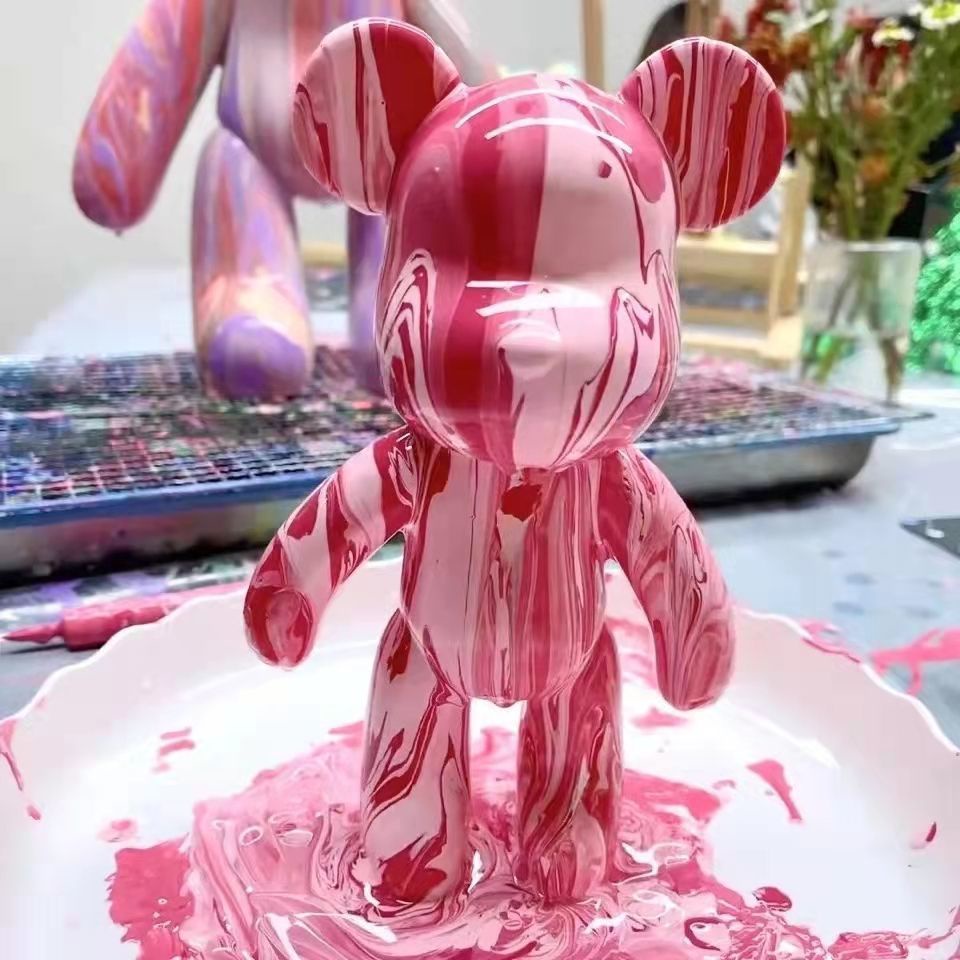 STR DIY Bearbricks TikTok Handmade Fluid Bear Graffiti Coloring Paint ...