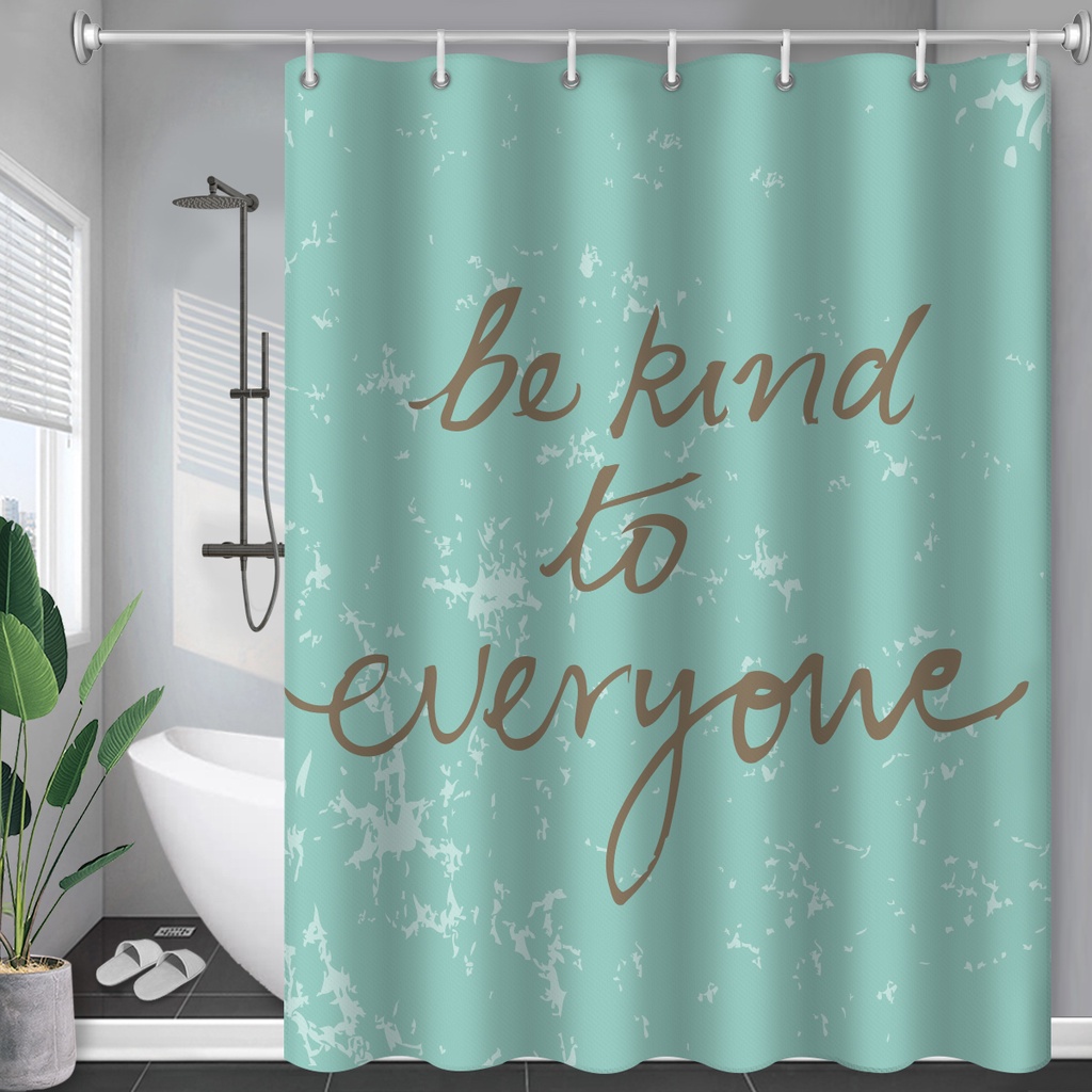 Words Printed Long Shower Curtain Bathroom Accessories Tropical ...