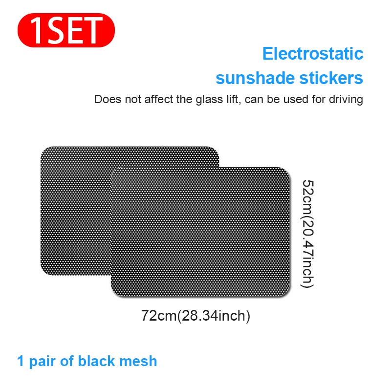 SEAMETAL 2 Pcs Car Side Window Sunshade Film Pvc Electrostatic Sticker ...