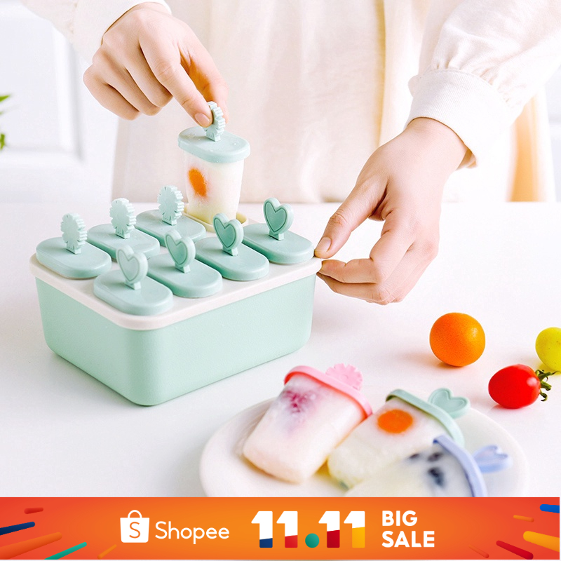 DIY Ice Cream Molder 8 Cells Frozen Ice Cream Molds Popsicle Molder Ice ...