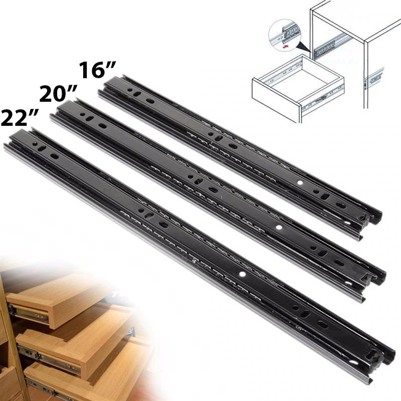 Soft Closing Hydraulic Drawer Full Extension 3 Fold Drawer Slide Guide 