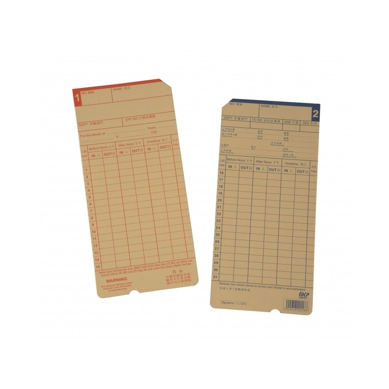 MKP Time Card for Punch Card Machine (100's) Shopee Philippines