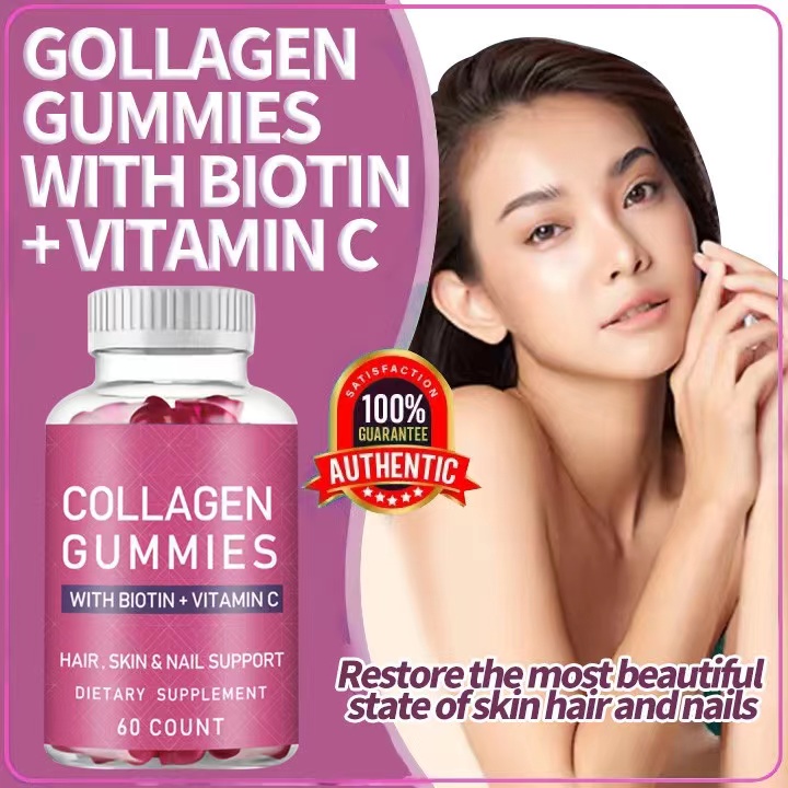 Biotin Collagen Gummies Vitamins Anti-Hair Loss Keratin Skin Care ...