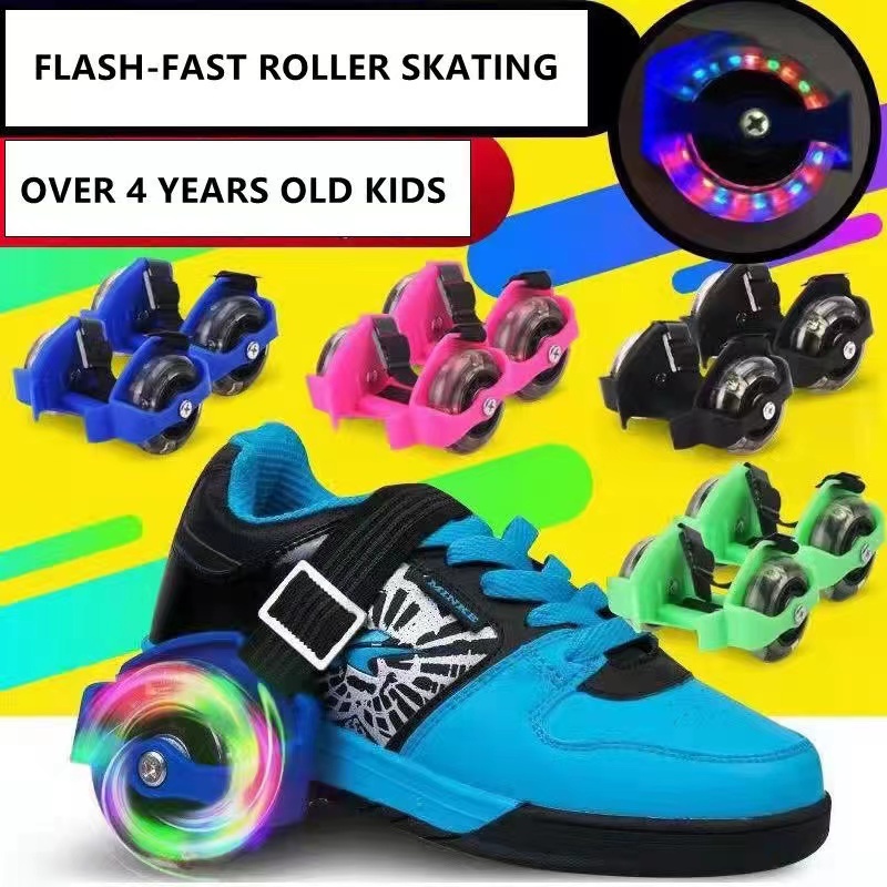JJT Kids Shoe Roller Skates Small Whirlwind Pulley Adjustable Flash