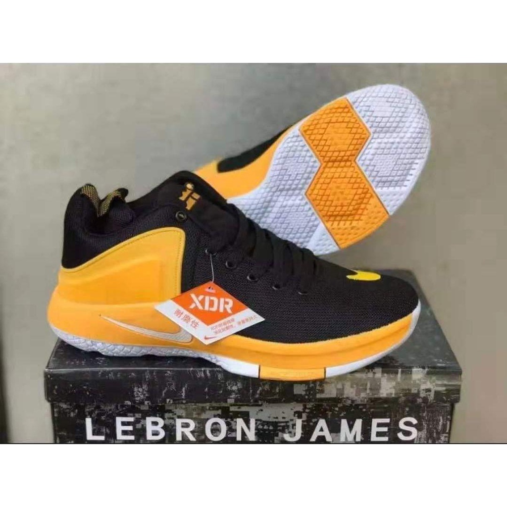 Lebron james shoes black cheap and yellow