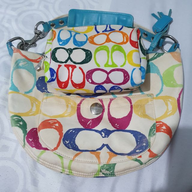 Multi colored coach online purse