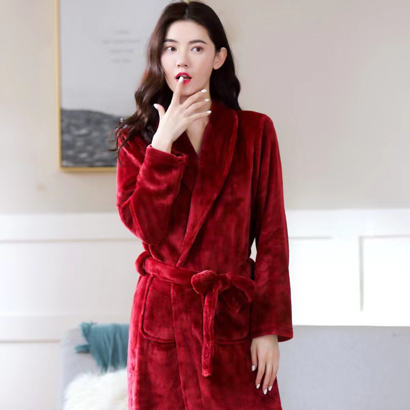 NJOY Couple Bathrobe New Thick Coral Velvet Bathrobe Autumn and Winter