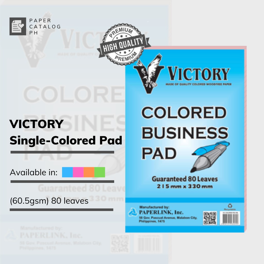 VICTORY Single Colored Pad Paper (Blue, Pink, Orange, Green) (60.5gsm ...