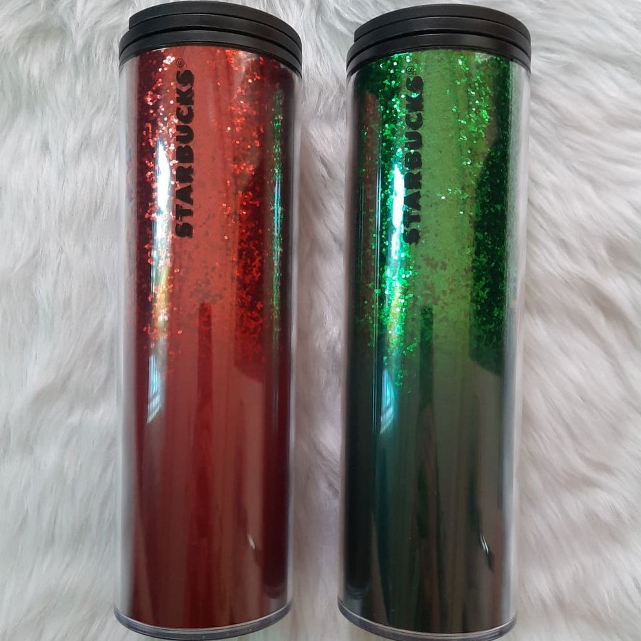 Starbucks Holiday Hot Cold Cup 16oz Green Sparkle Glitter Tumbler