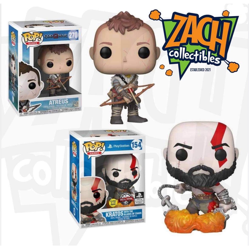 Funko POP! God of War Atreus #270 & Kratos #154 GITD Special