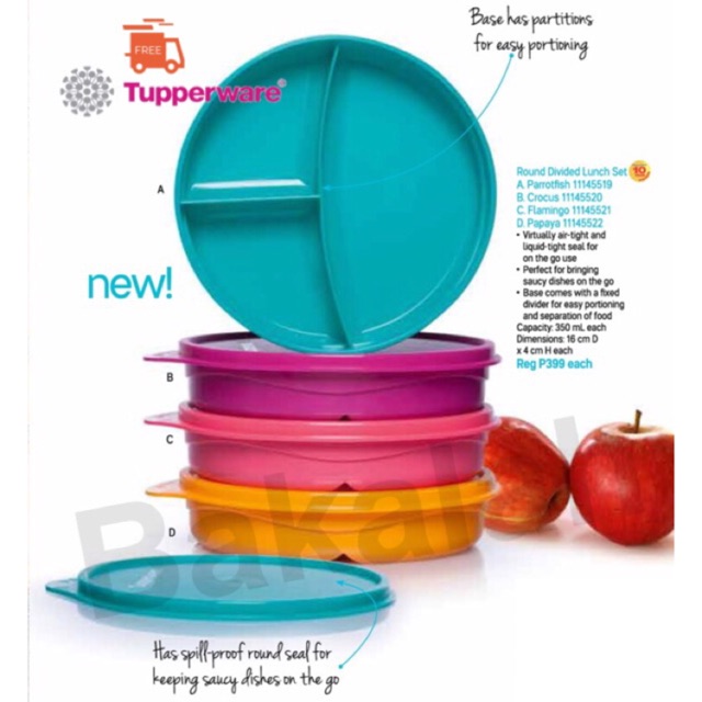 Tupperware Plastic Kids Divided Dish Lunch Box, Capacity: 350ml