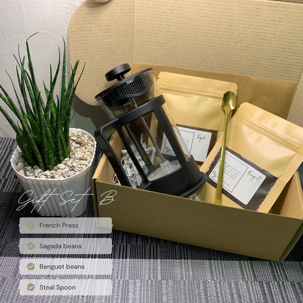 Coffee Gift Sets BUNDLE (with French Press, Fresh ground Coffee, Milk