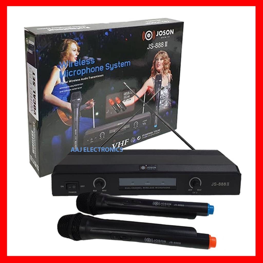 ORIGINAL JOSON WIRELESS MICROPHONE JS888 DOUBLE AA BATTERY (tested