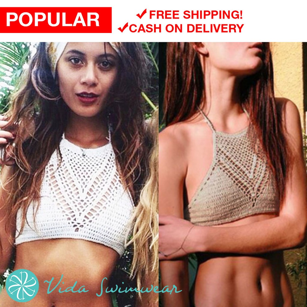 Halter Crochet Bikini Top Bohemian Chic Shopee Philippines 8073