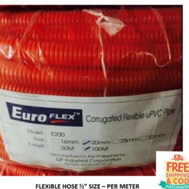 FLEXIBLE HOSE ELECTRICAL ORANGE CONDUIT 1/2" 3/4" PER METER Shopee