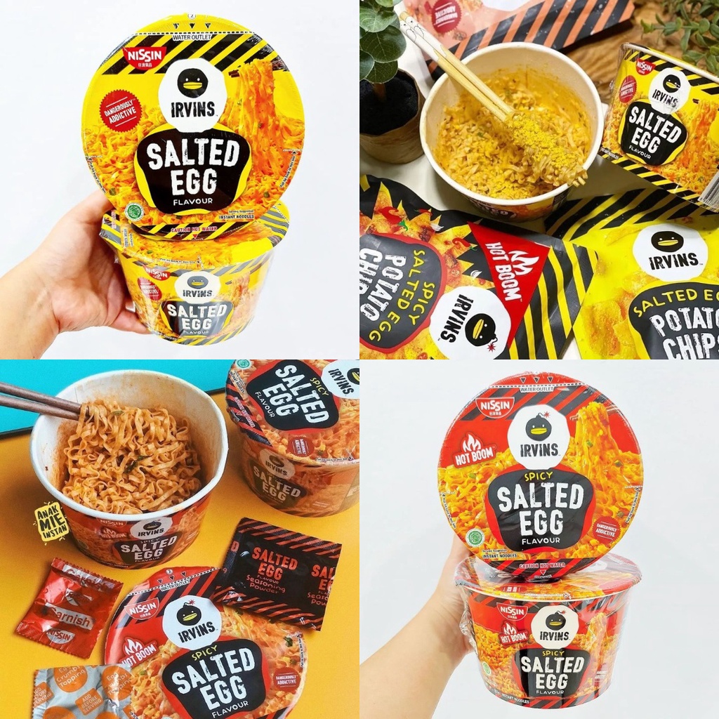 NISSIN X IRVINS SALTED EGG NOODLES ORIGINAL // SPICY (HOT BOOM