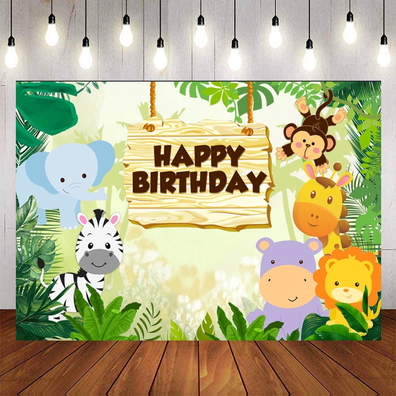 Zoo Animals Safari Backdrops Cartoon For Children Birthday Party ...