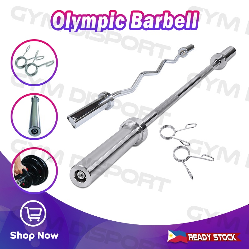 Ready Stock Barbells Bars 1.2M Olympic Curl Bar Steel Barbell 1.5M
