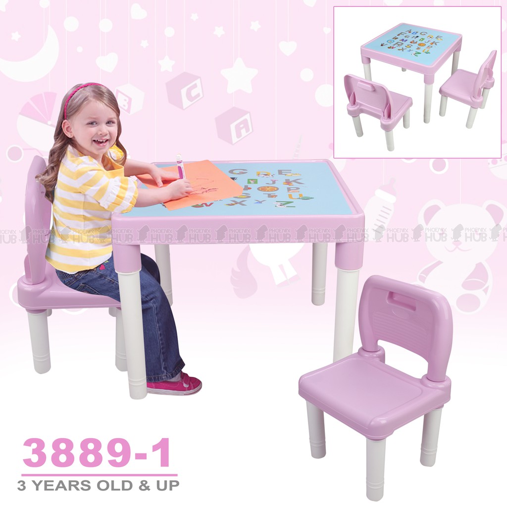 BBA 3889 1 Alphabet Kids Study Table and Chairs Set Kids Writing Table 2chairs 1 table Shopee Philippines