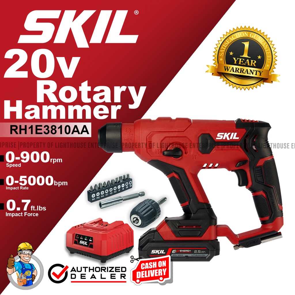 SKIL LithiumIon Cordless 20V MAX Pneumatic Rotary Hammer / Hammer