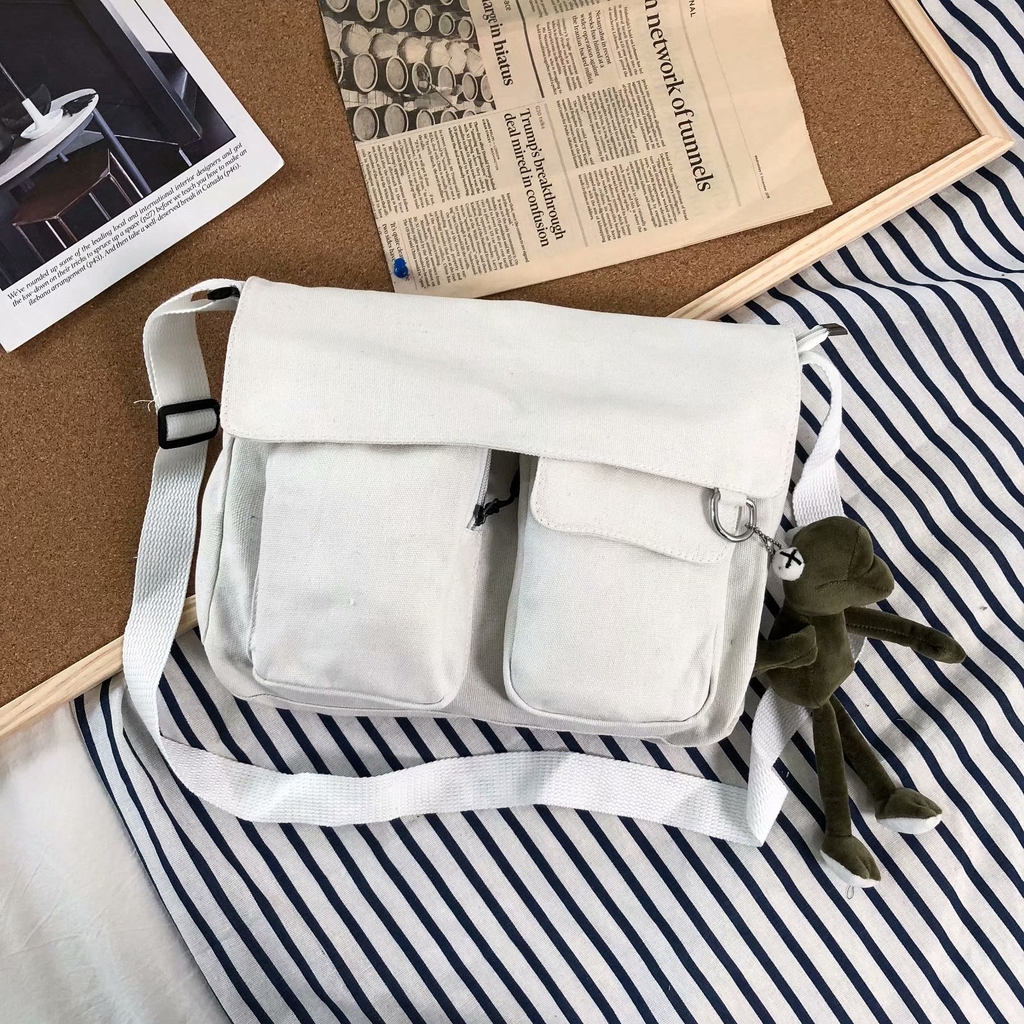 Color Single Shoulder Canvas Messenger Bag Korean Artistic Sling