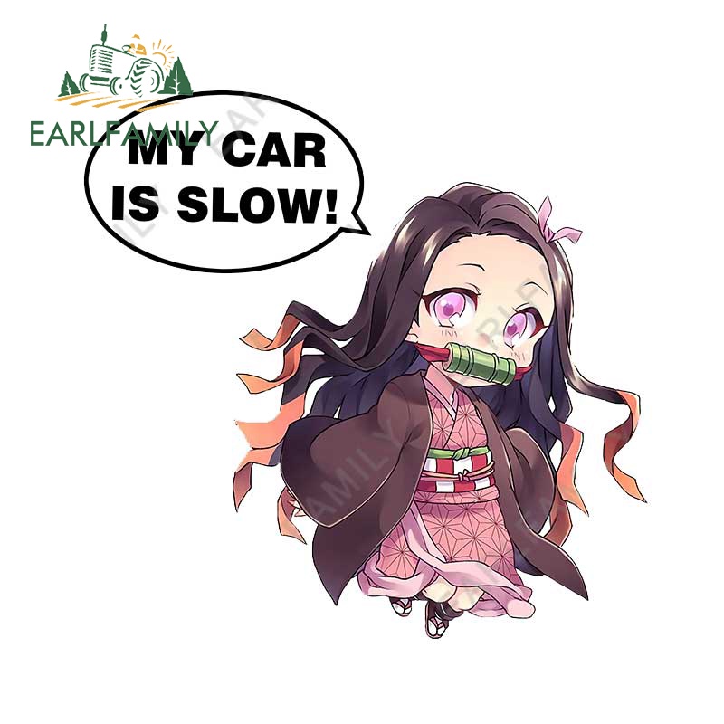 EARLFAMILY 13cm x 12.7cm for Demon Slayer Nezuko My Car Is Slow Car ...