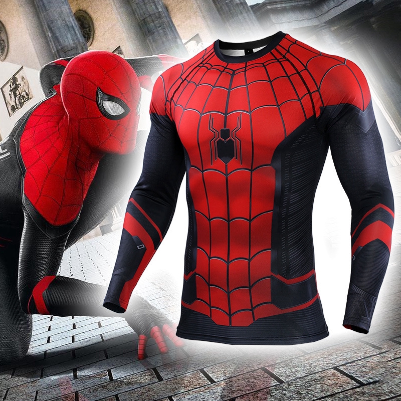 Raglan Sleeve Spiderman 3D Printed T Shirts Men Compression Shirts Long Sleeve Training Tops Tees Gyms Fitness T shirt Rashguard Shopee Philippines