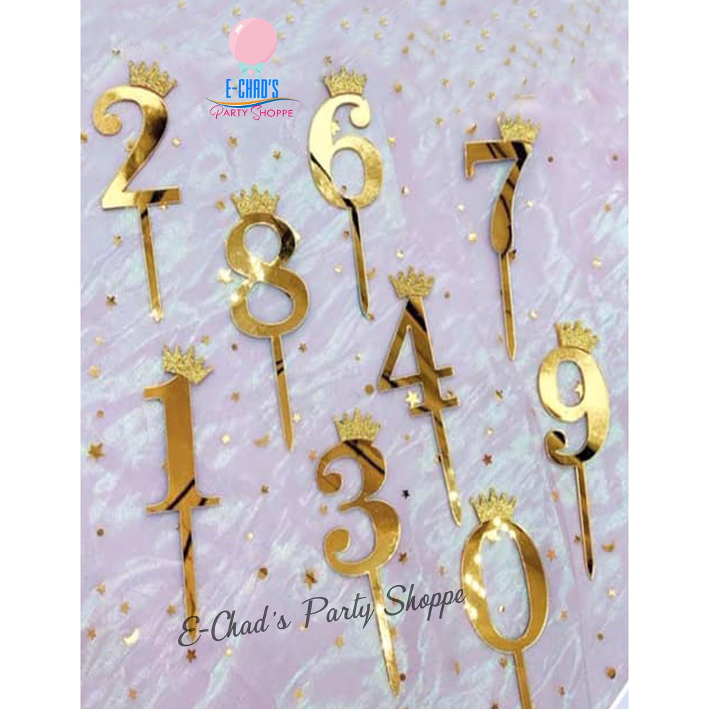Crown Acrylic Number Cake Topper | Shopee Philippines