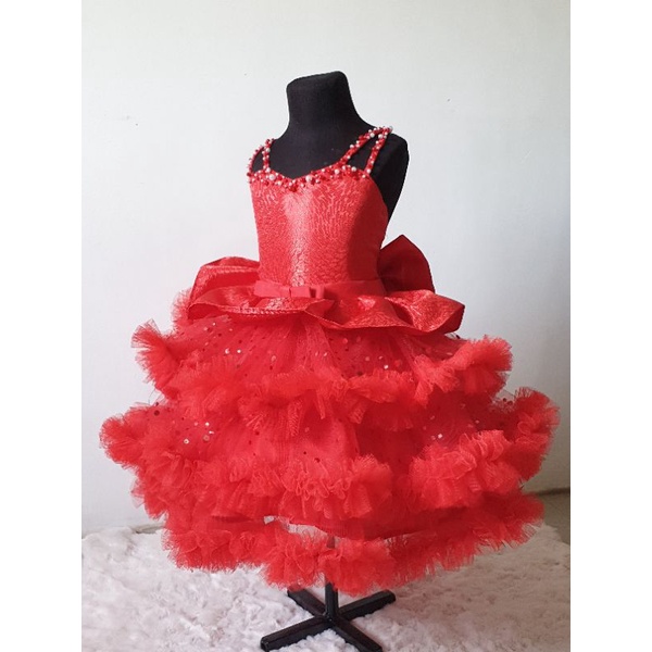 Red ruffled ball gown | Shopee Philippines