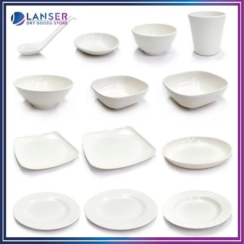 WHITE/GREY Melamine Cutler Various Cutlery Shatterproof Cutlery Plate ...