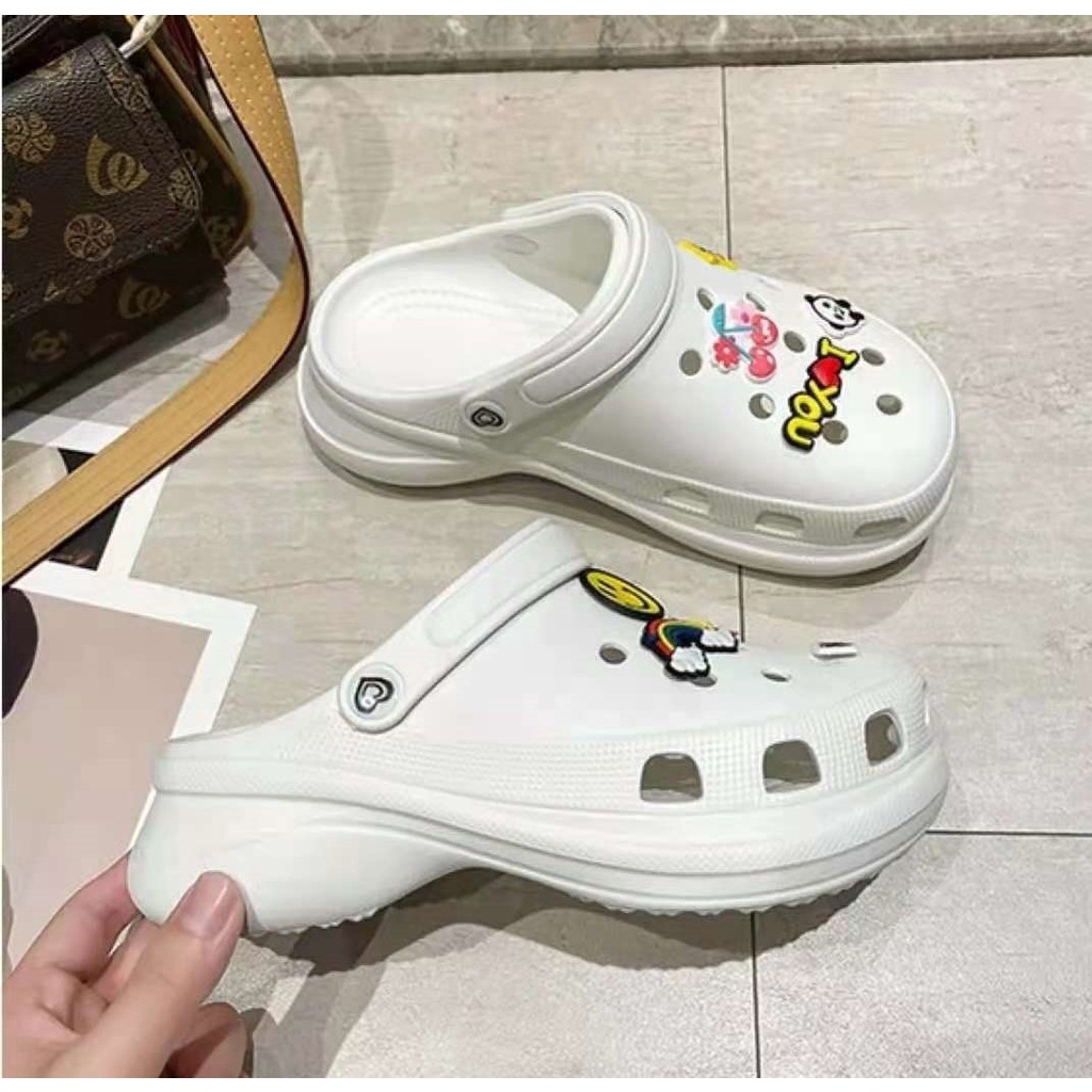 Ripped shoes women's thick-soled all-match increased cute Baotou ...