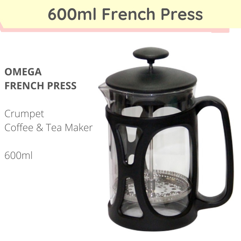 Omega French Press Crumpet Coffee Maker Tea Maker 600ml Shopee