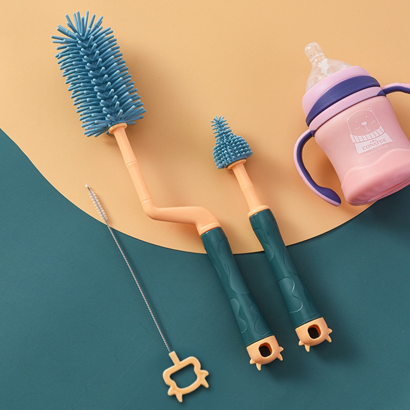 360 Degree Silicone Baby Bottle Brush 3 in 1 Straw Brush Pacifier Brush