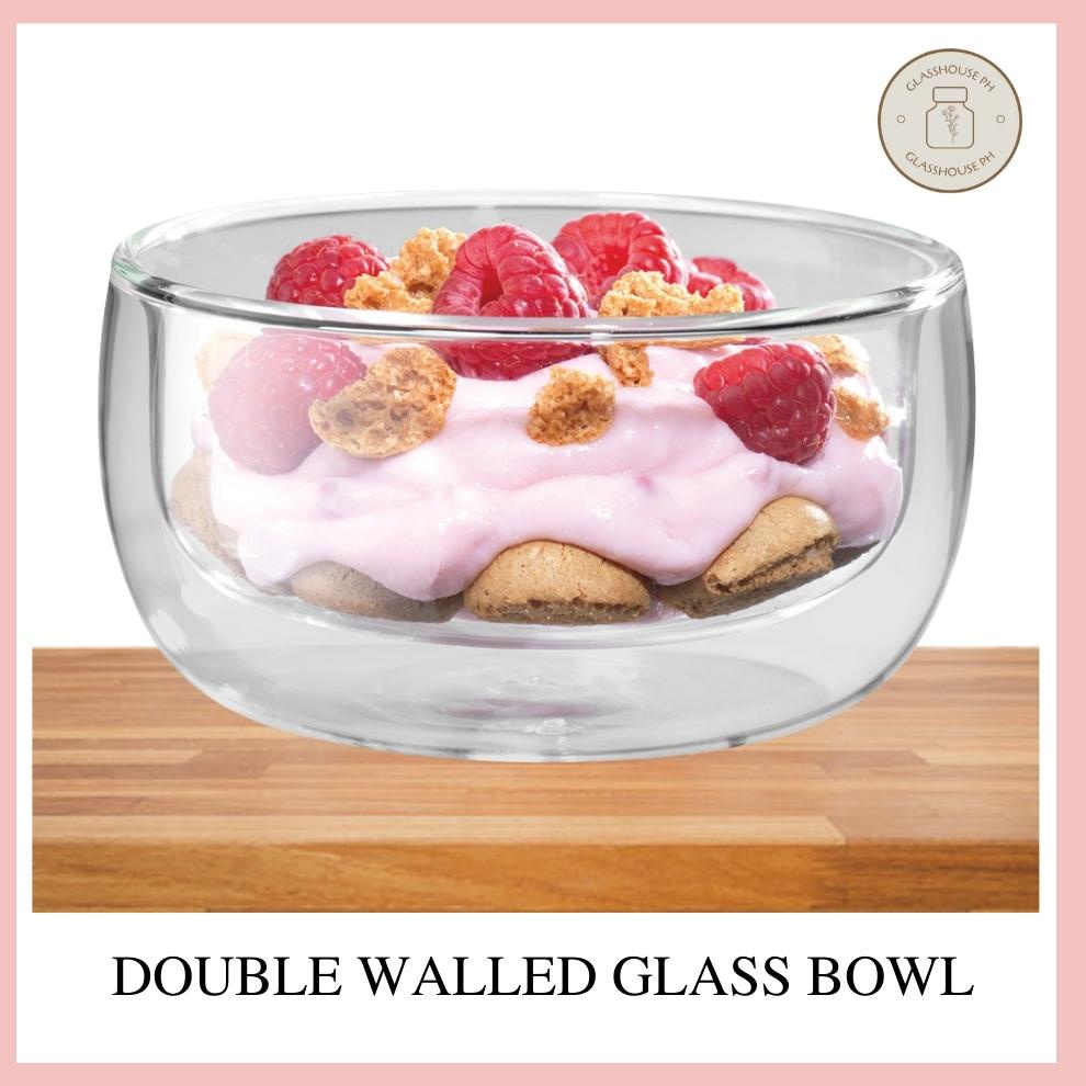 [ SALE ] DOUBLE WALLED GLASS BOWL / FRUIT SALAD BOWL / HEAT RESISTANT