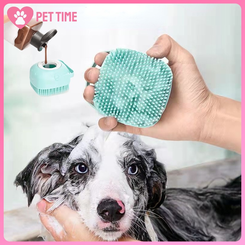 Pet Grooming Shampoo Dispenser Dog Bath Massage Brush Comb Bathroom
