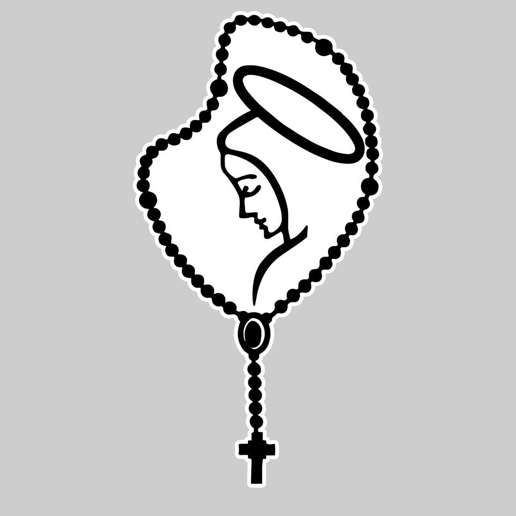 Sticker Vinyl Virgin Mary Rosary New Color - Religious Designs - Cars ...