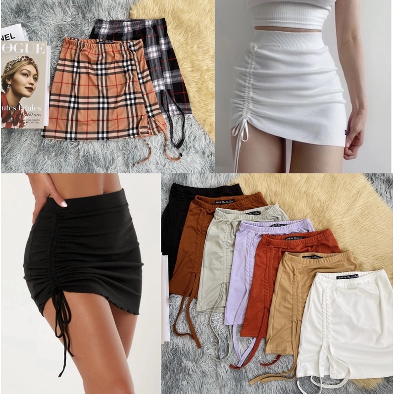 KATE STRING RUCHED KNIT SKIRT | Shopee Philippines