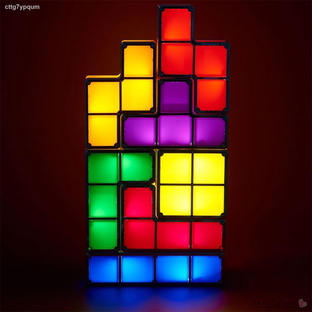 Magnetic band tangram Stackable Night Light, 7 Colors Induction  Interlocking Desk Lamp 3D DIY Magic Blocks