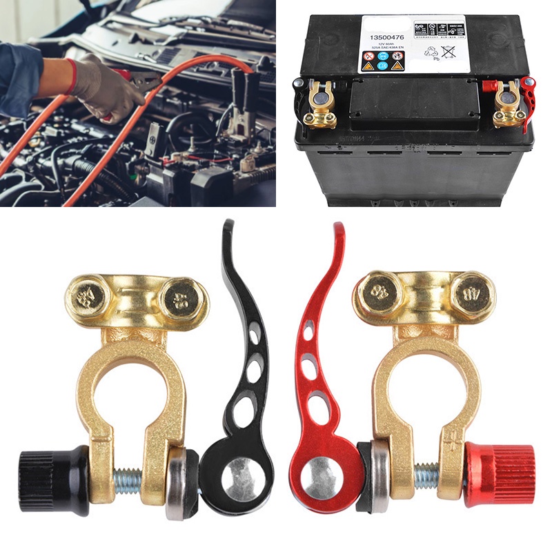 2 PCS Car Battery Terminal 4 Way Positive Negative Car Battery