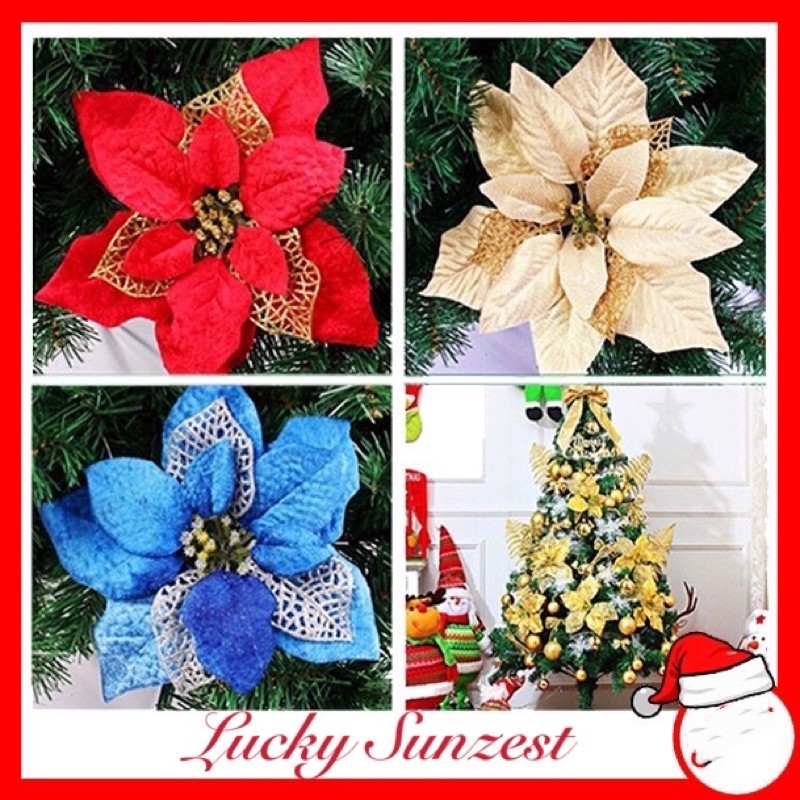 HS020 12pcs/pack Christmas flowers 18CM Artificial flowers Christmas