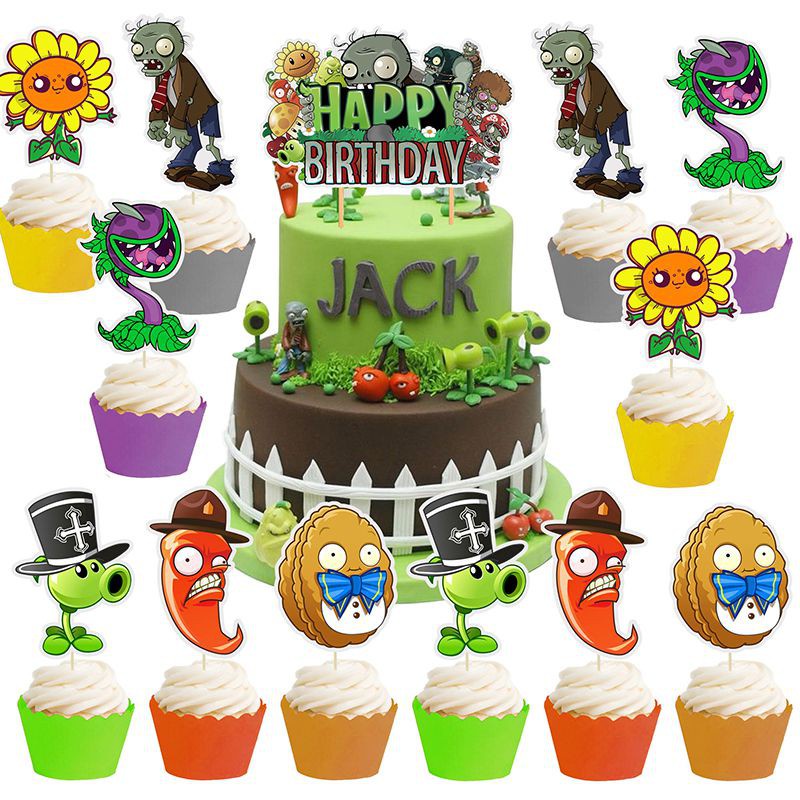 Plants vs. Zombies Theme Birthday Party Supplies Decoration Kids Banner ...