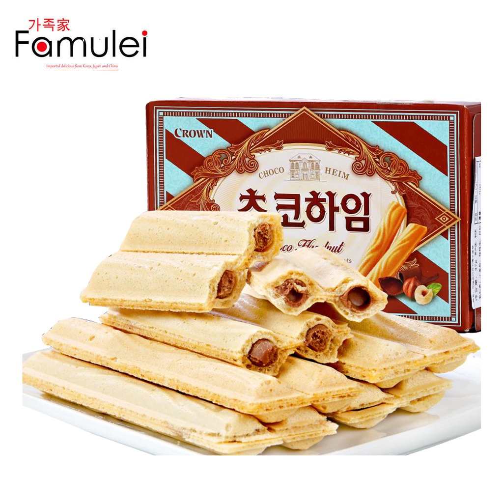 Crown Korean Choco Hazelnut Choco Heim Cream Wafers 284g Shopee