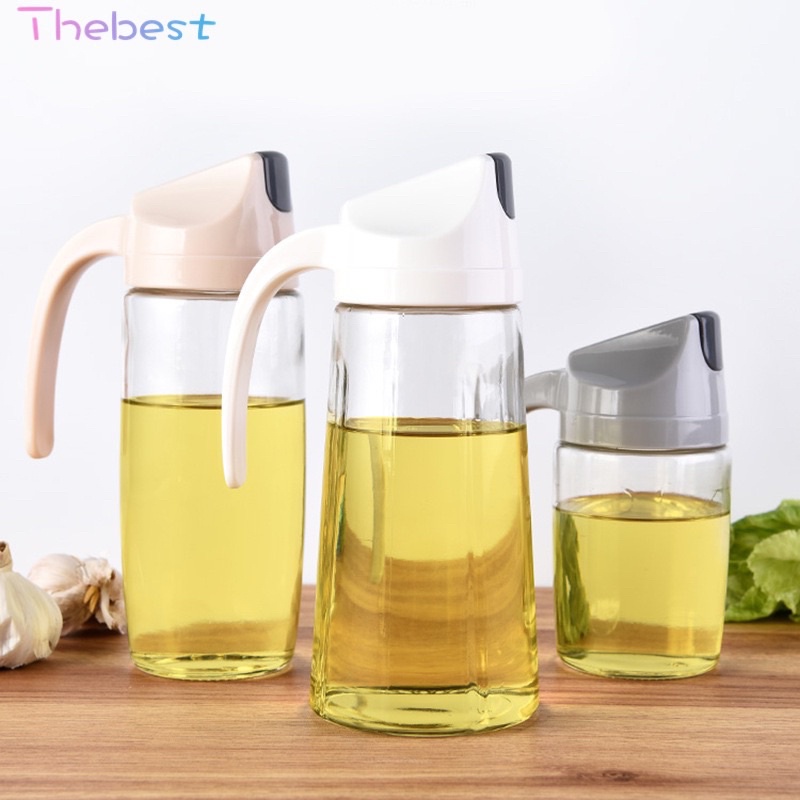 630ml Portable Kitchen Glass Oil Can & Cruet Bottle Condiment Dispenser ...