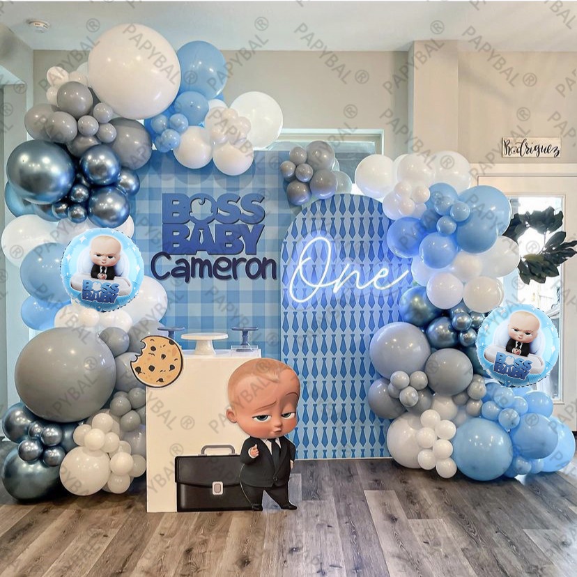 160pcs Boss Baby Balloons Arch Garland Kit White Blue Latex Balloon Set ...