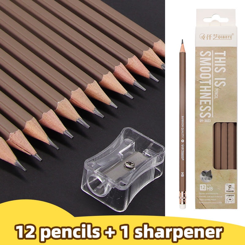 12Pcs/set Ordinary Pencil Wooden Lead Pencils HB Pencil With Eraser