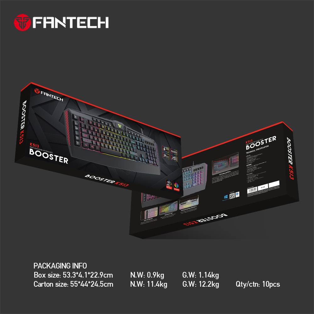 FANTECH BOOSTER K513 RGB Gaming Keyboard 104 Keys 12 Spectrum RGB ...