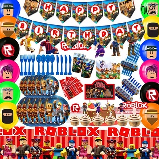 60pcs/set Roblox Virtual World Theme Festa de Aniversário Decoração Banner  Balão Bolo Toppers_aw