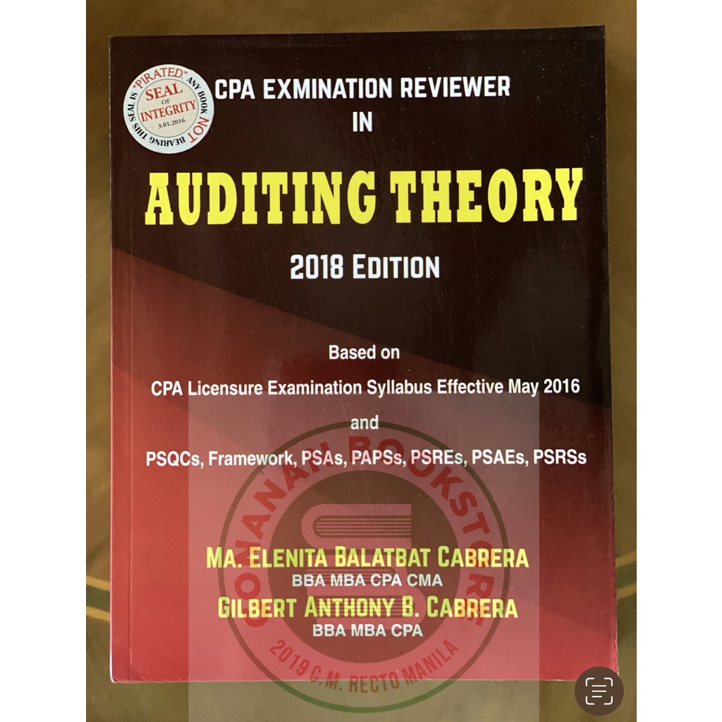 CPA Reviewer In Auditing Theory 2018 By Ma. Elenita Cabrera | Shopee ...